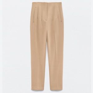 Zara | Pleated Camel High Waist  Trousers with/Pockets. Size M. NWOT.